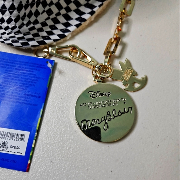 Alice In Wonderland Bucket Hat, And  70th Anniversary Bag Strap Charm. NWT - Picture 5 of 8